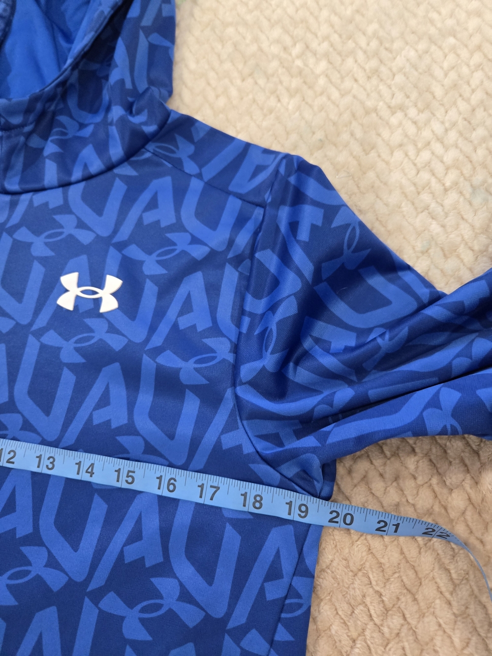 Under Armour Boys Youth XL Blue All Over Logo Pullover Hoodie - Picture 8 of 11